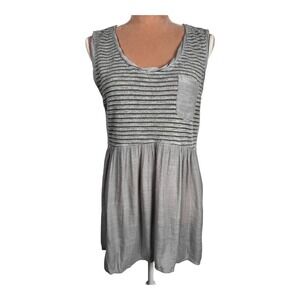 A'reve Womens Sz Large Sleeveless Tunic Top Gray Blue‎ Lightweight Boho Summer